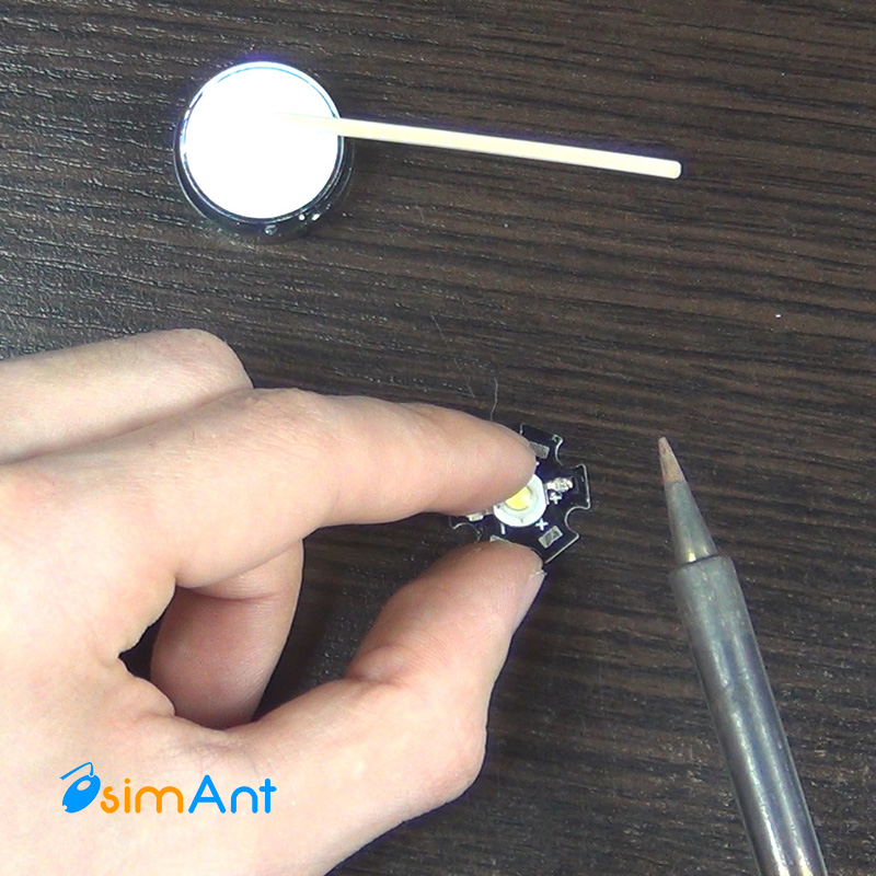 Припайка 3W светодиода к радиаторной подложке звезда